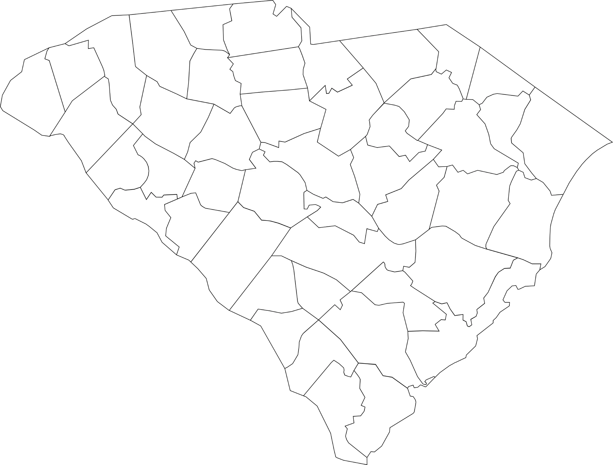 Blank south carolina county map