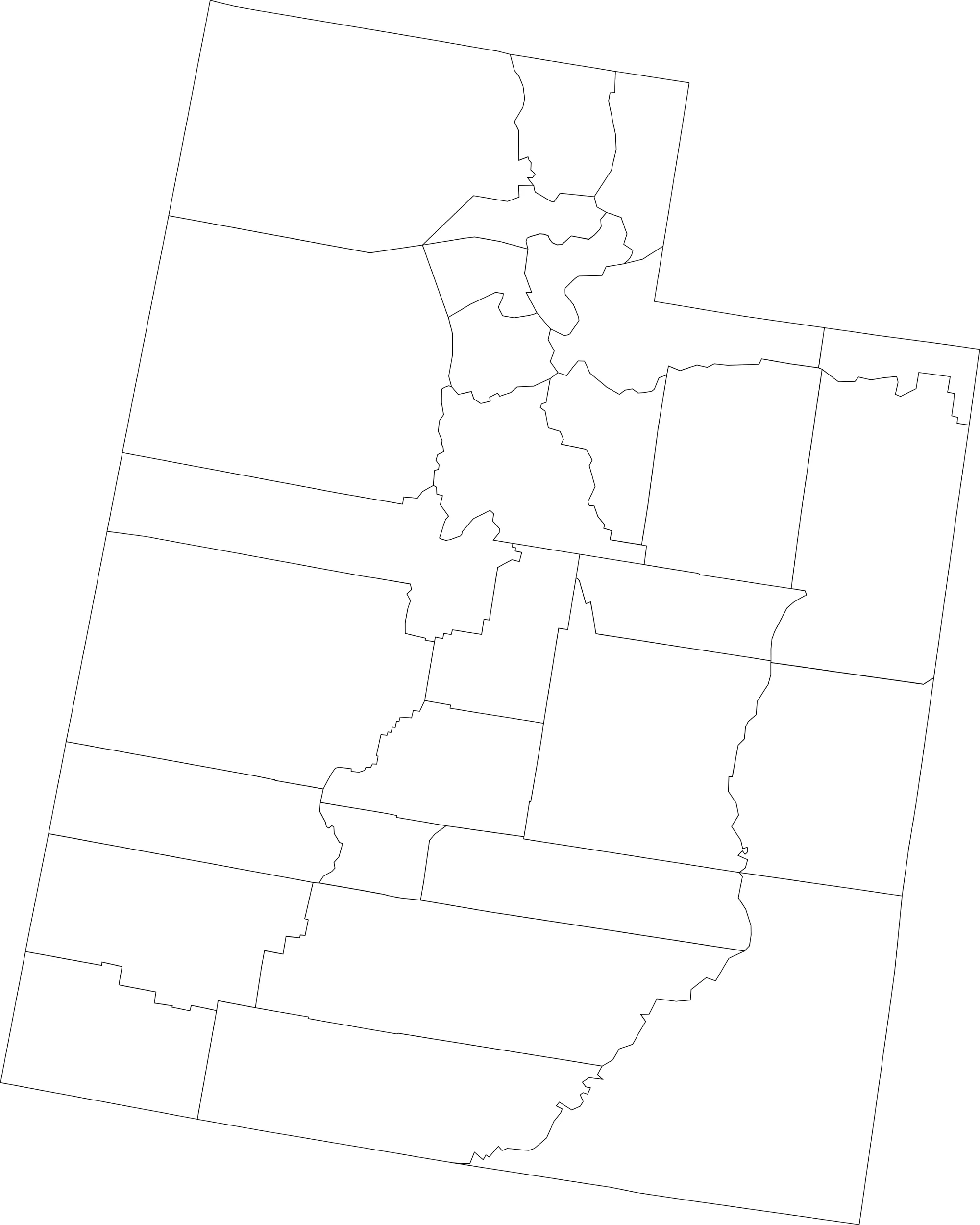 Utah blank county Map