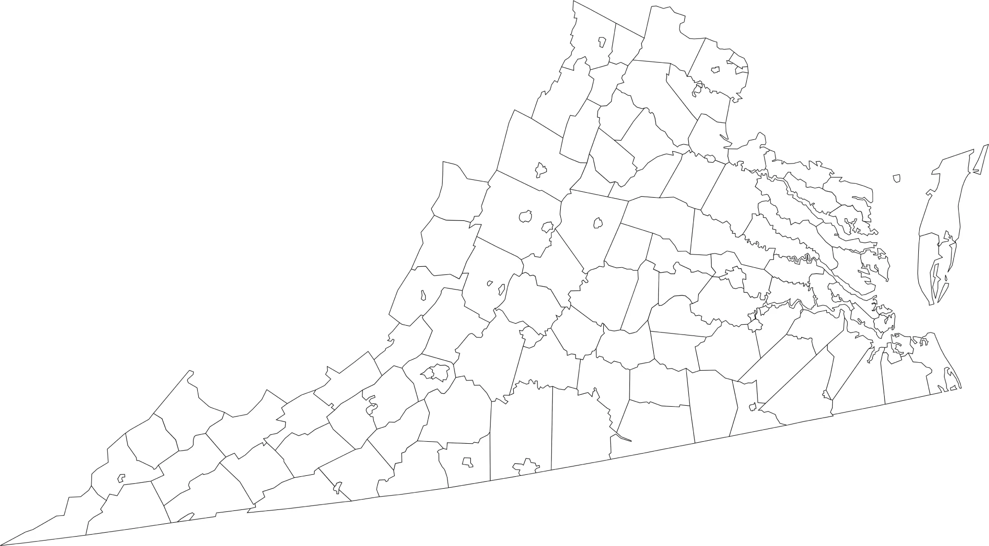 Blank virginia county map