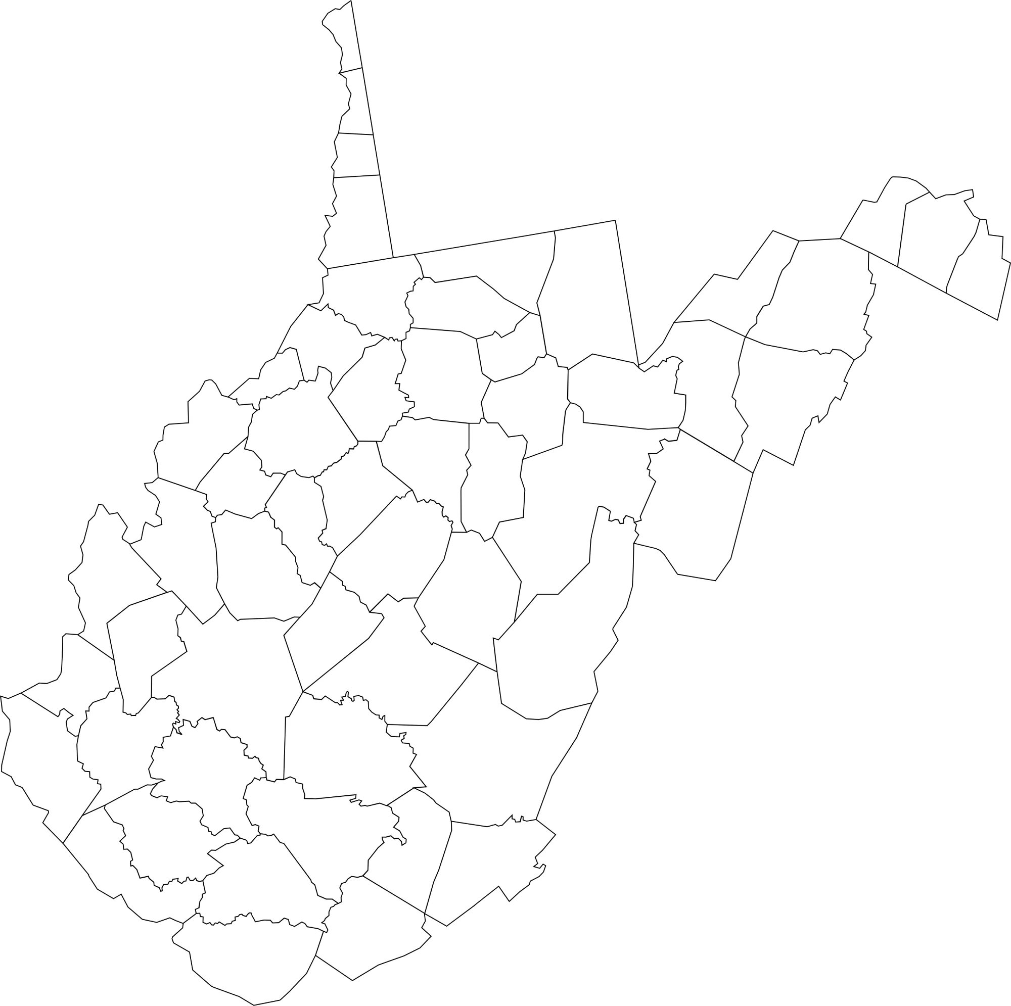 Blank west virginia county map