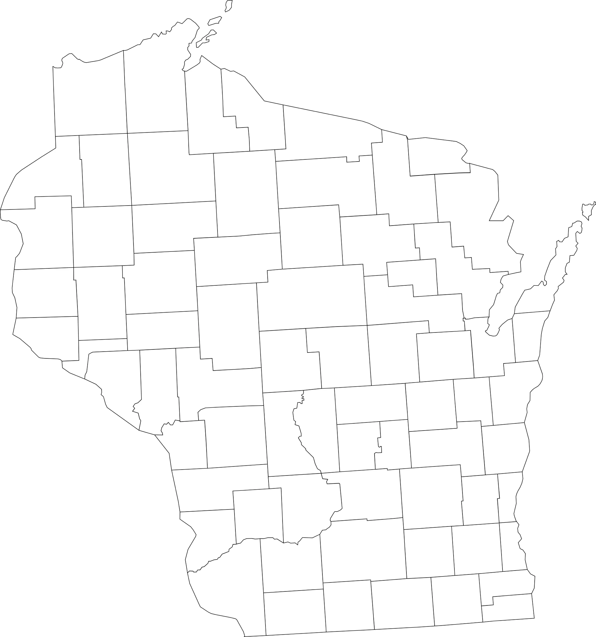 Blank winsonsin county maps