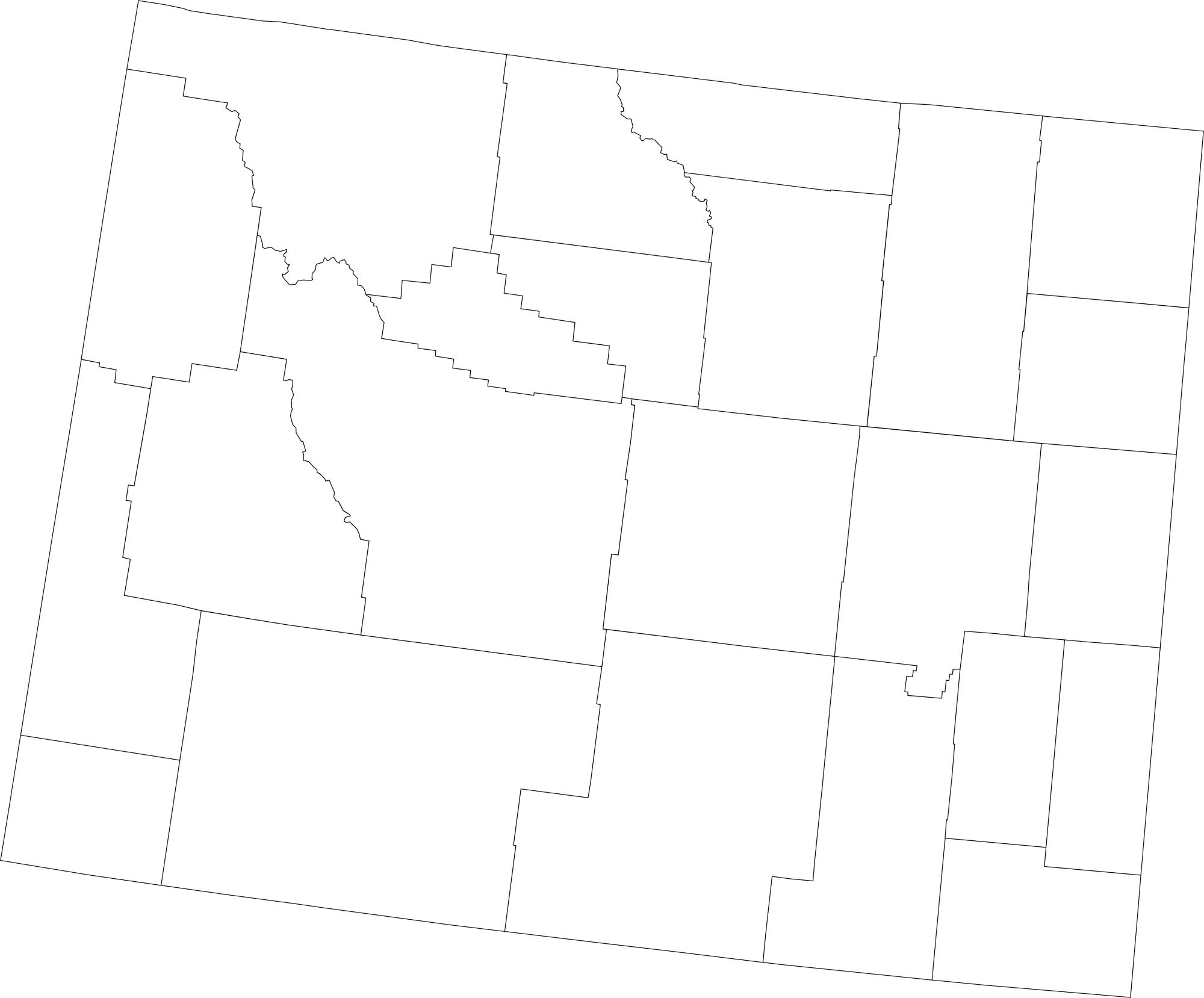 Blank wyoming county map