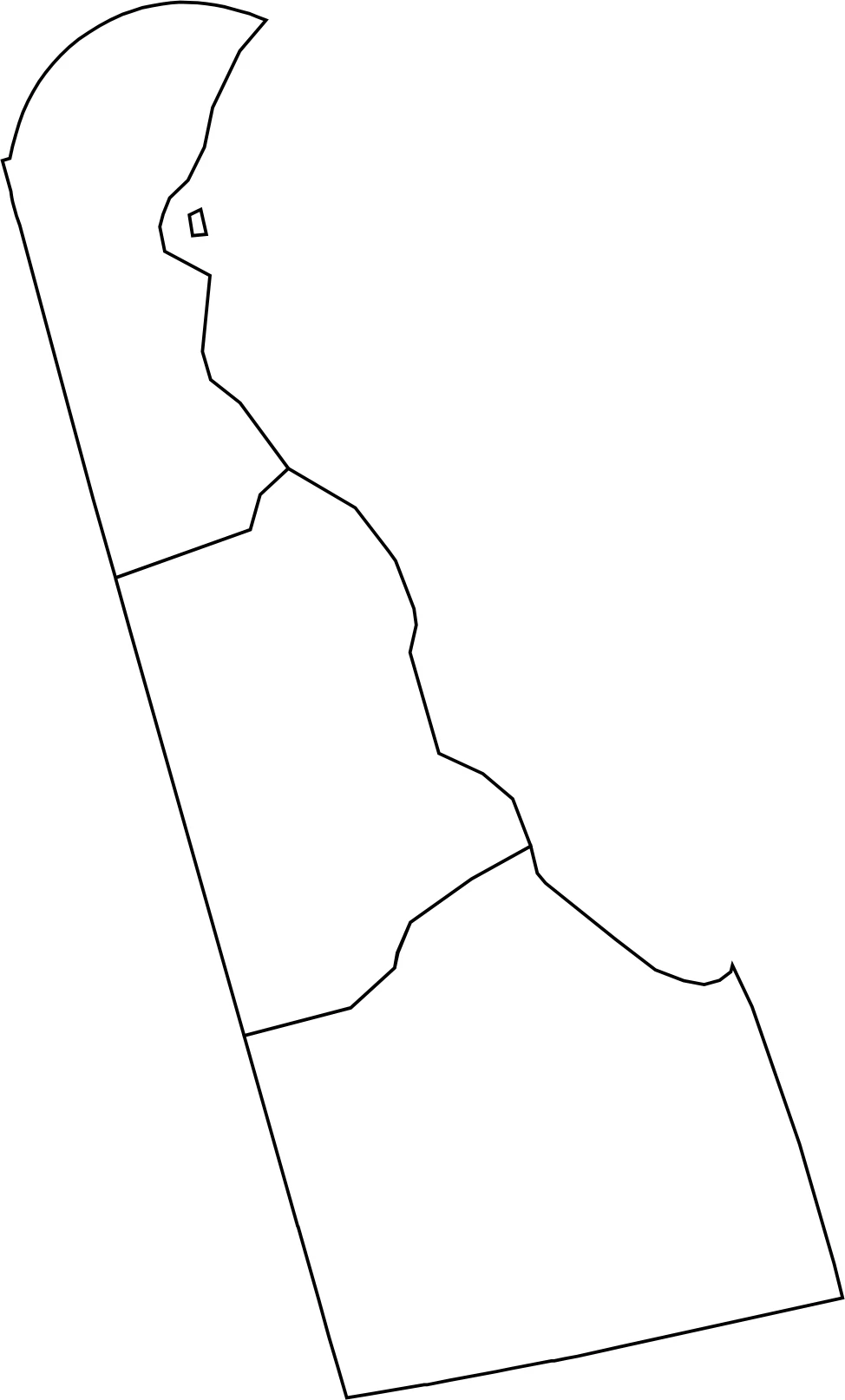 Delaware county map blank without labels
