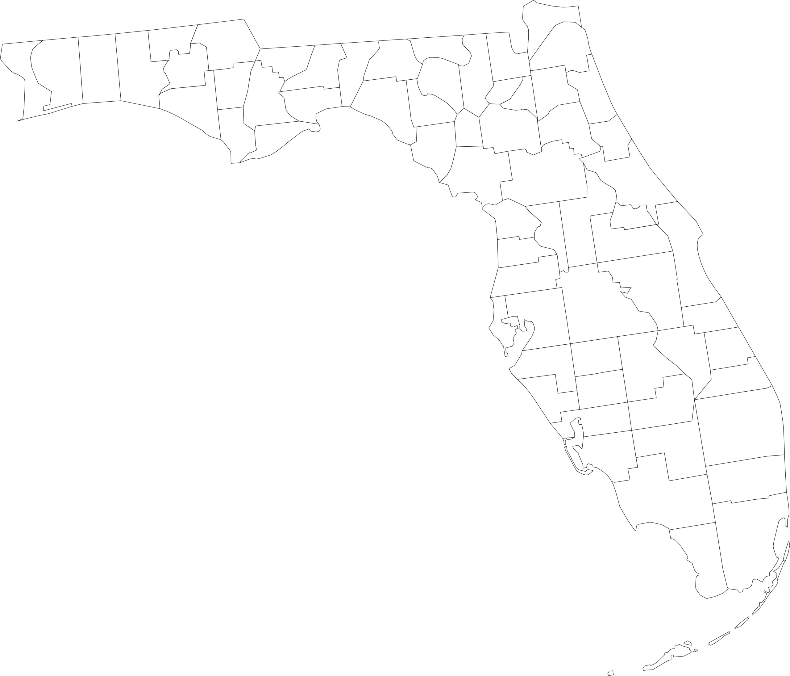 Florida county blank without labels