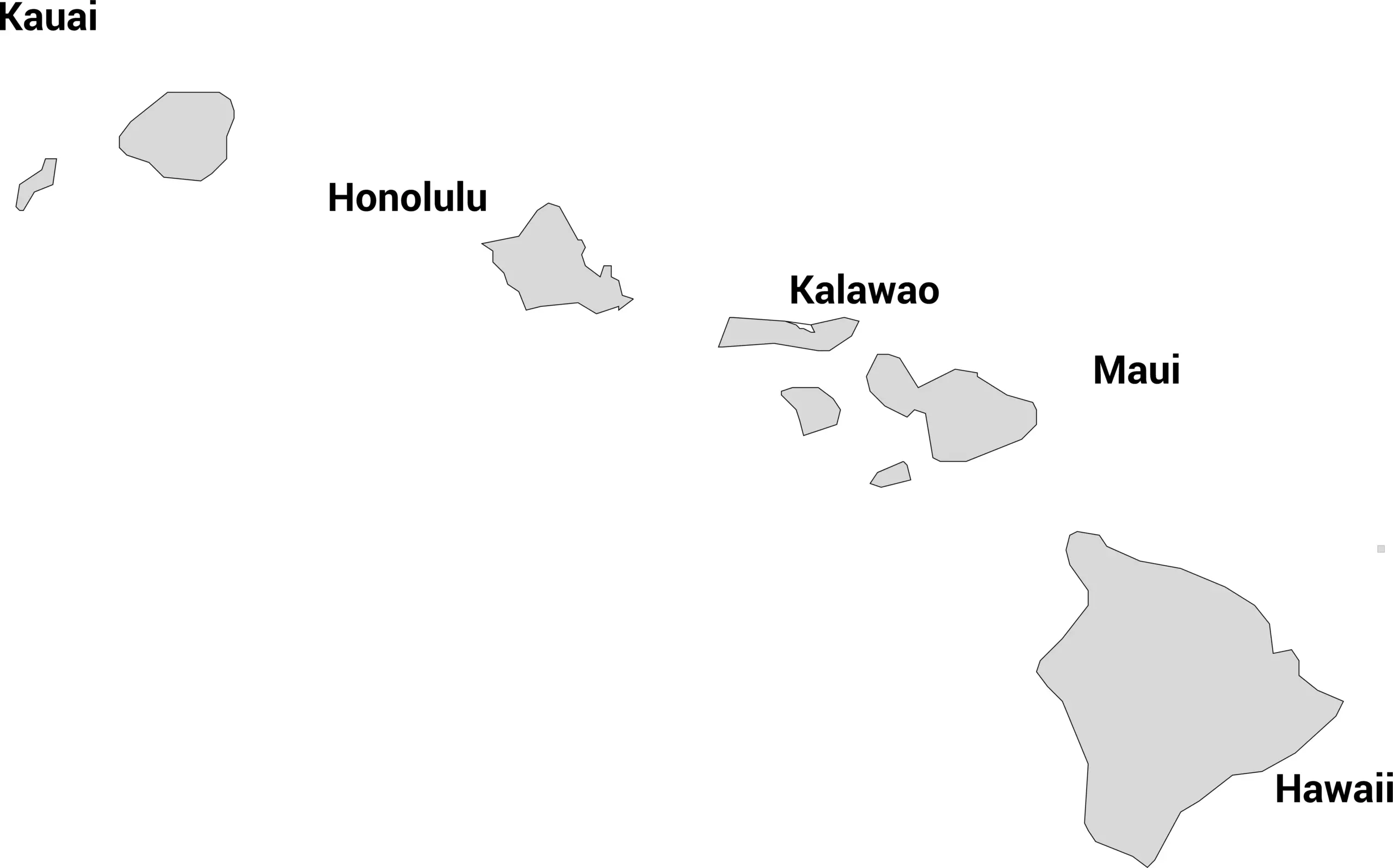 Hawaii county map with labels