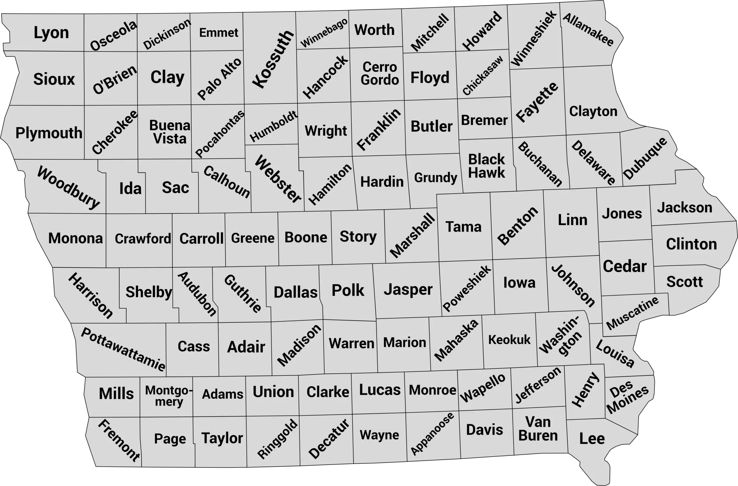 Idaho country map with labels