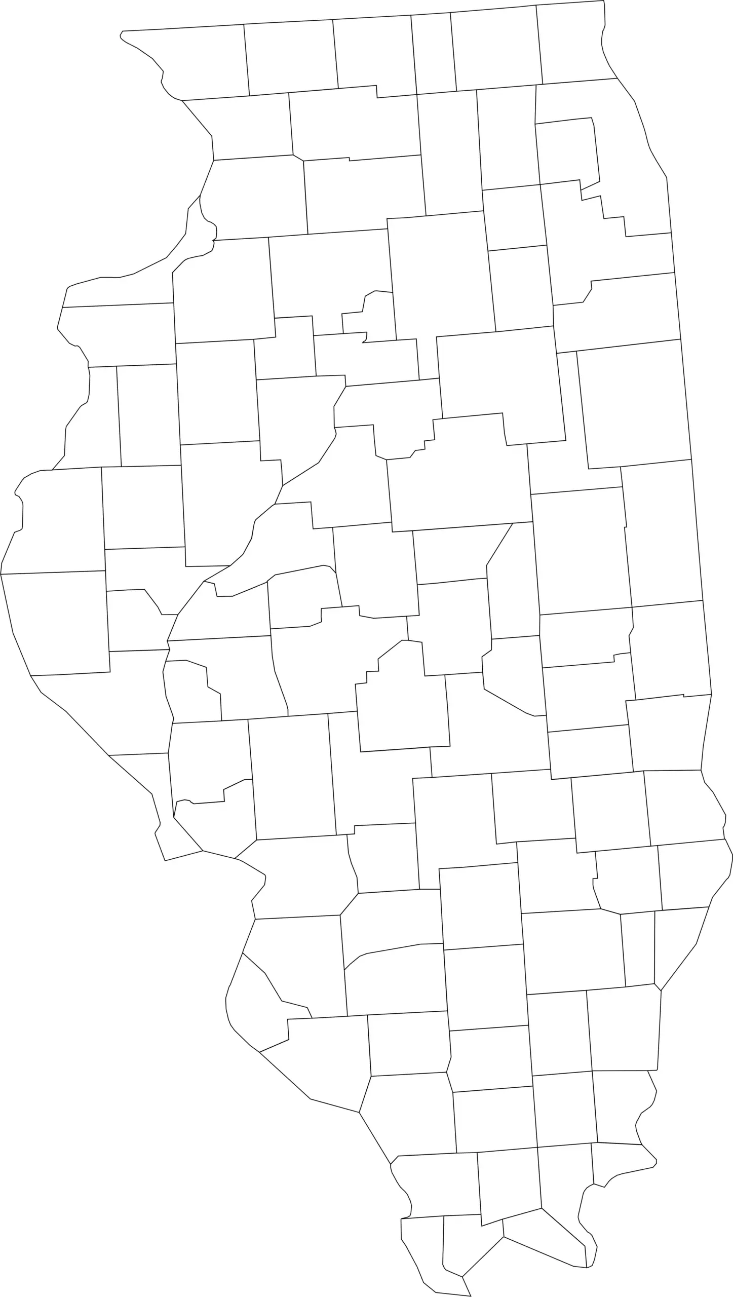 Illinois county map blank without labels