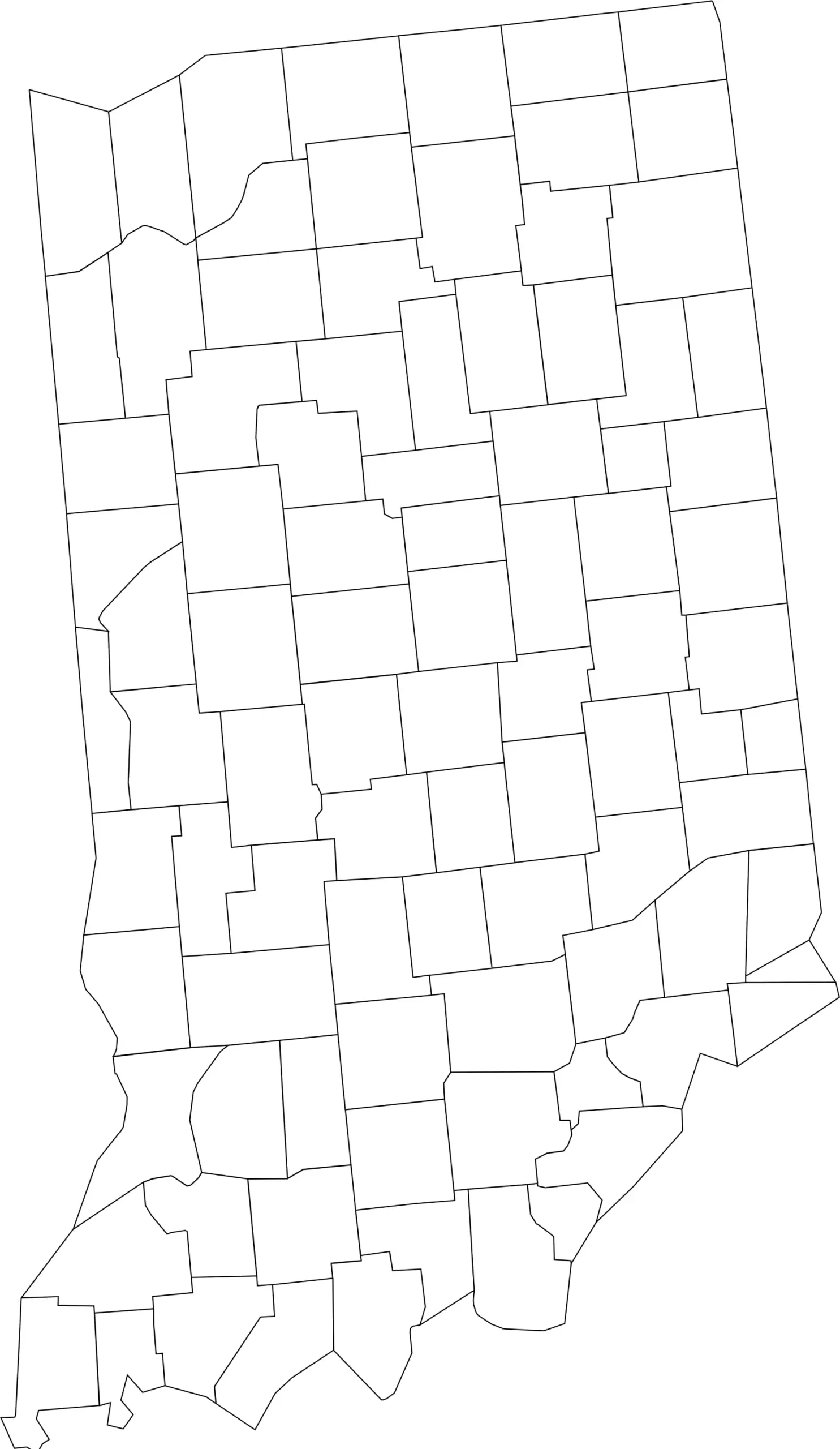 Indiana county map blank without labels