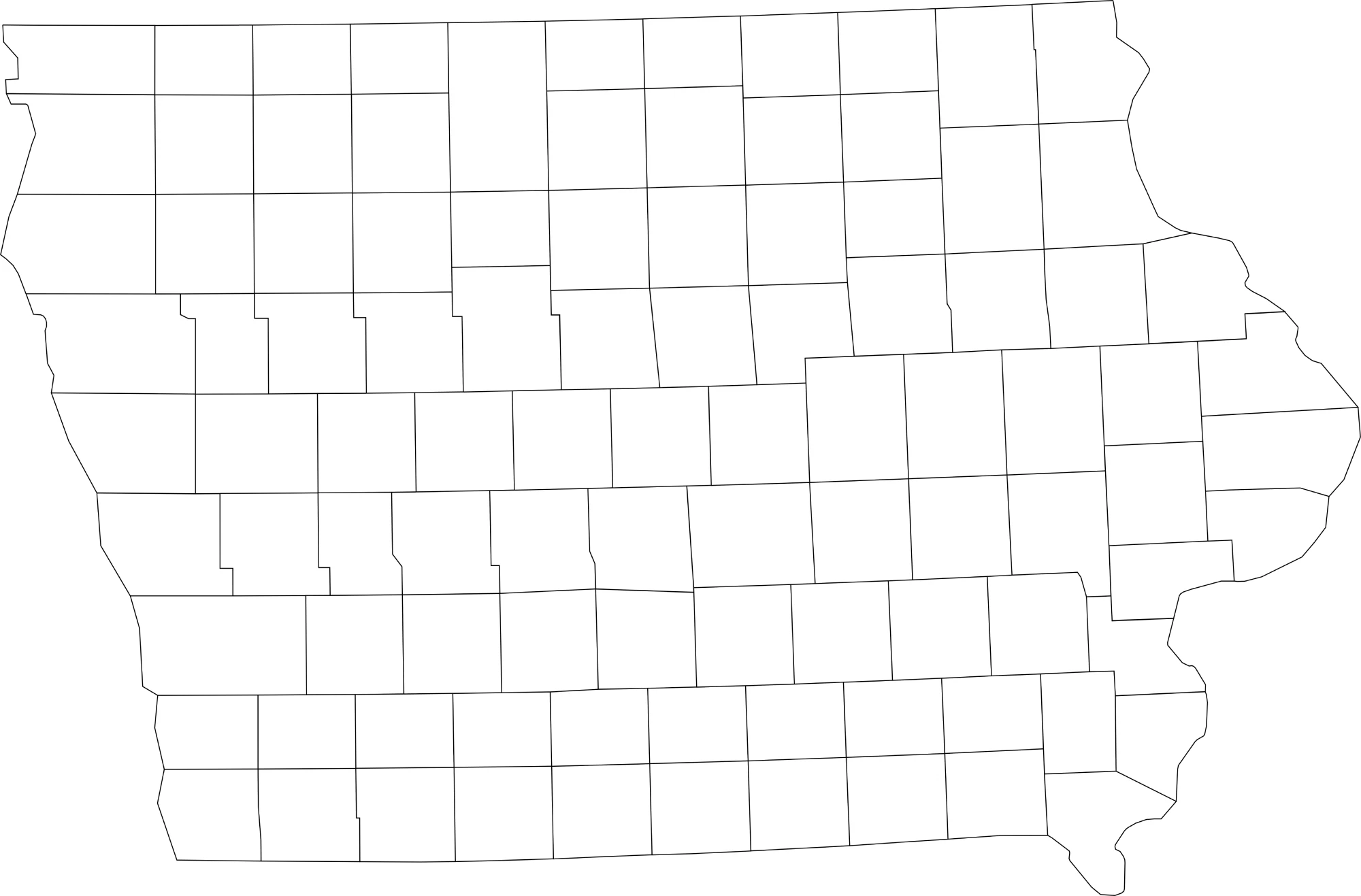 Iowa county map blank