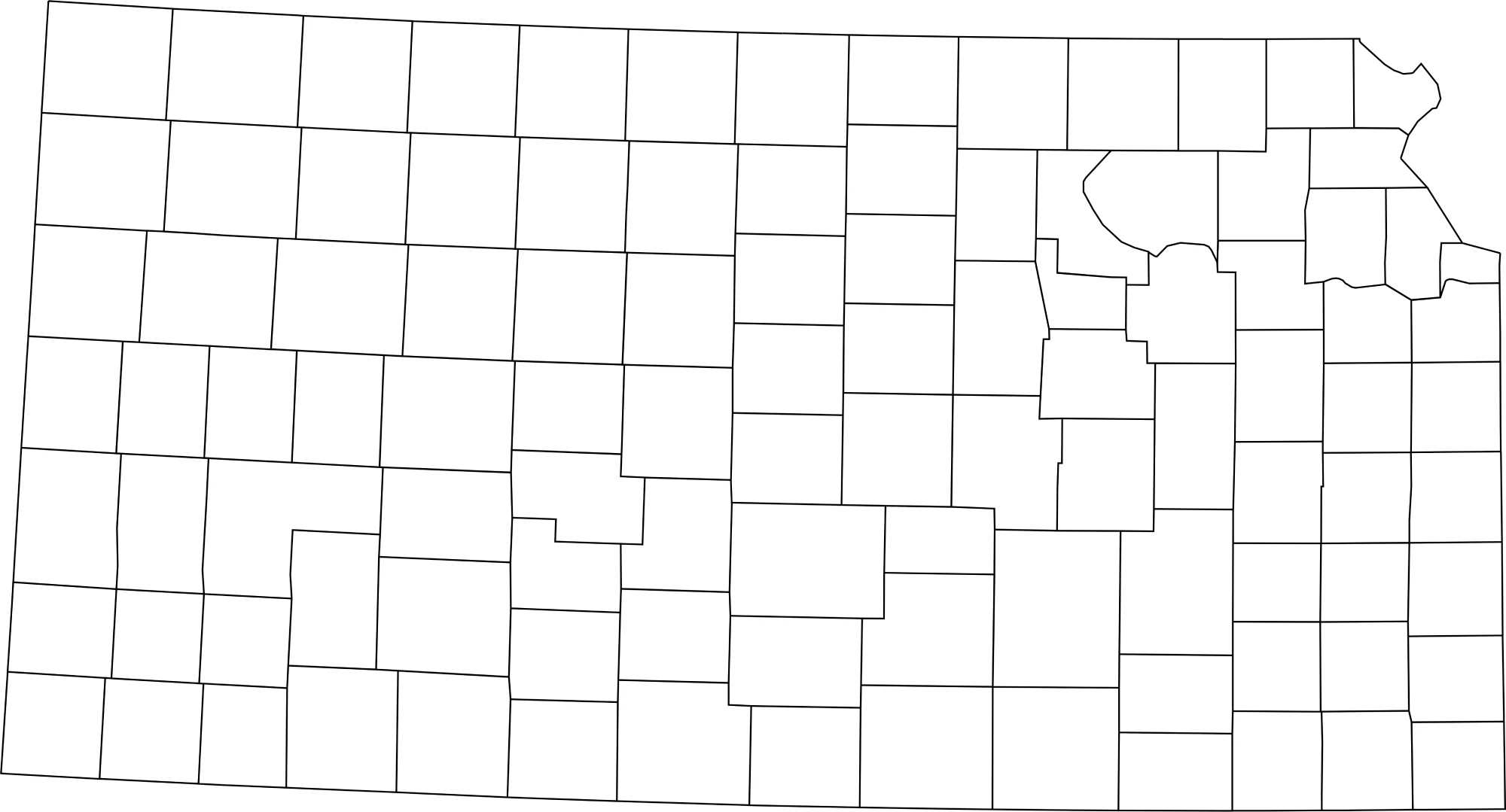 Kansas county map blank