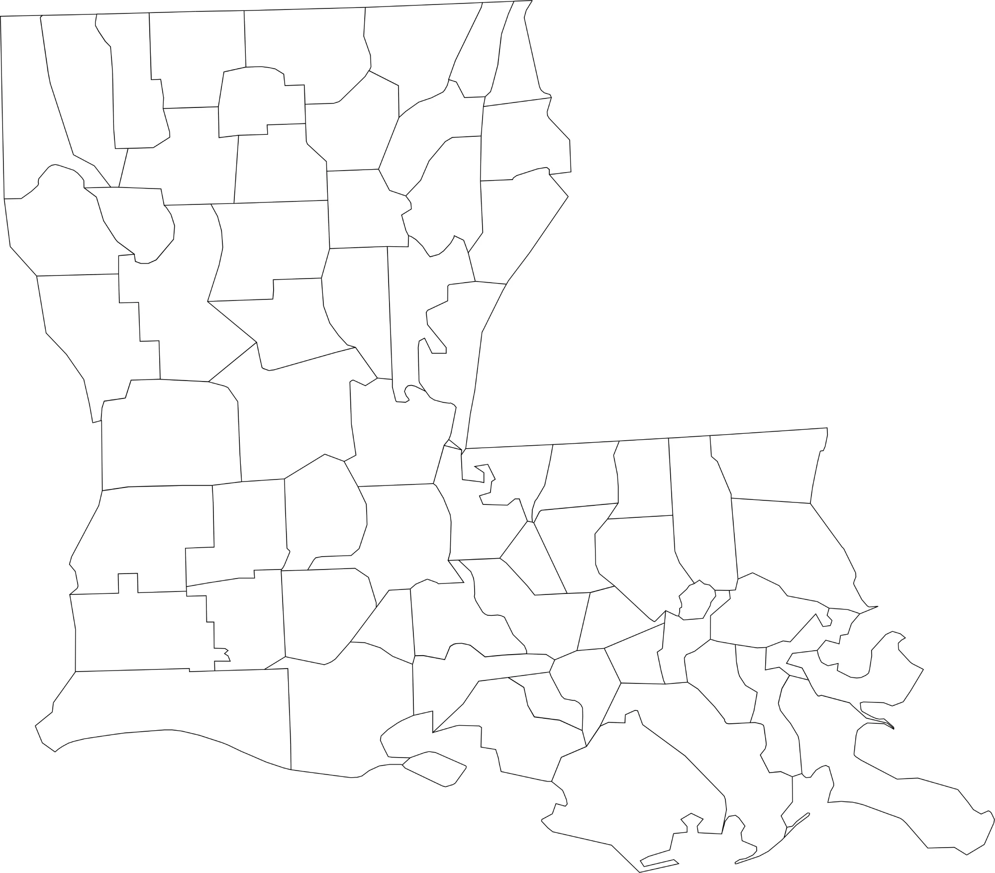 Louisiana parich county map blank