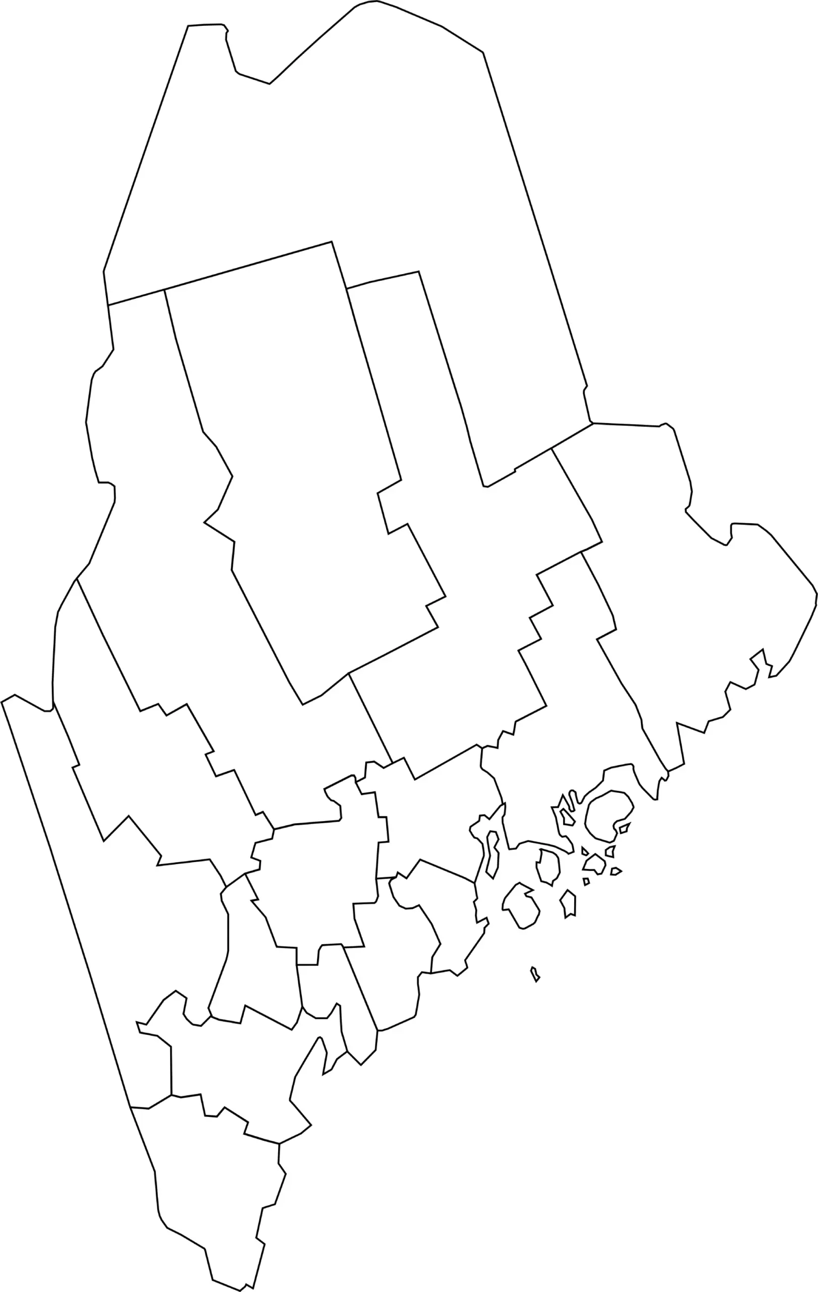 Maine county map blank without labels