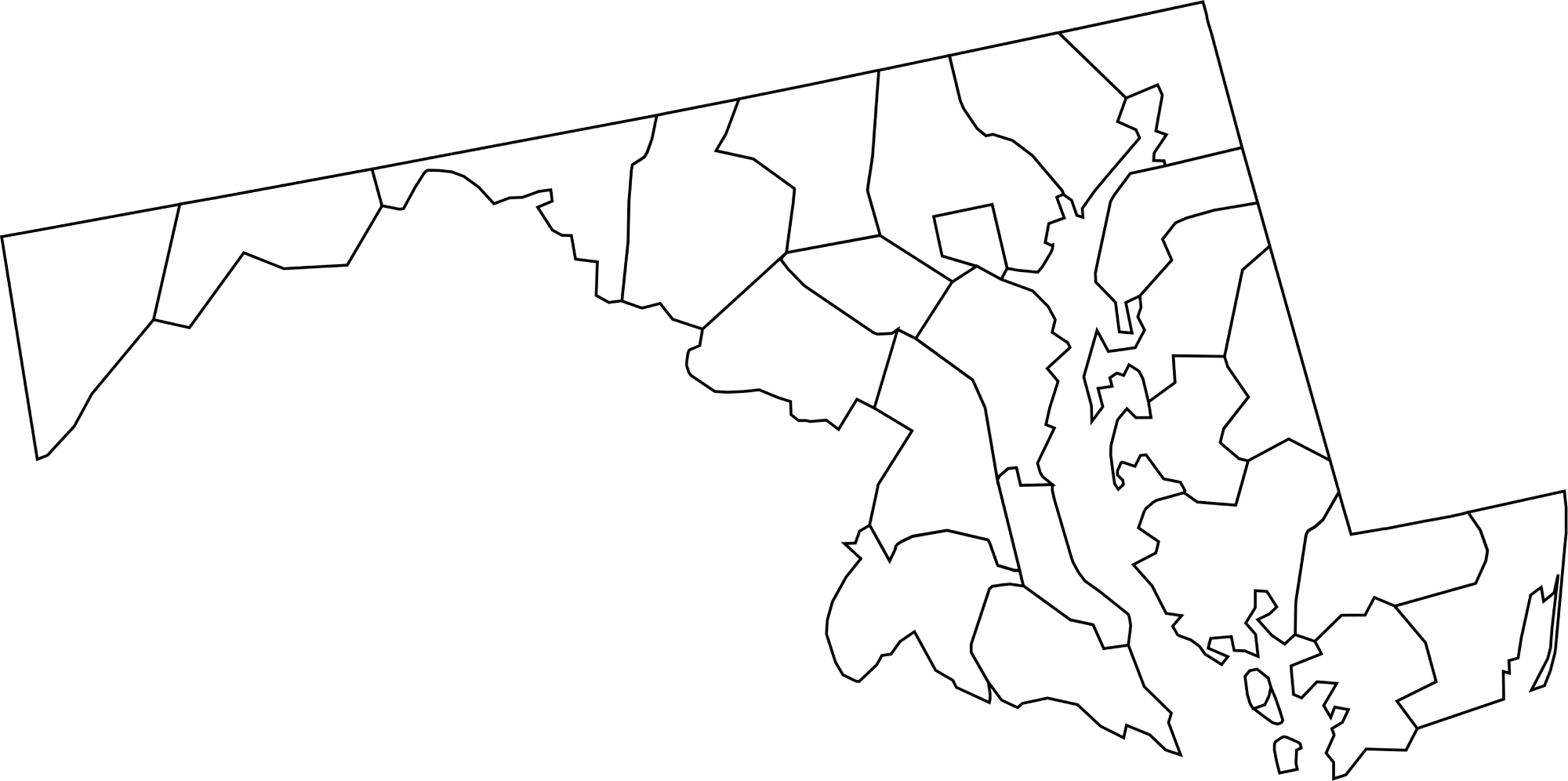 Maryland county map blank