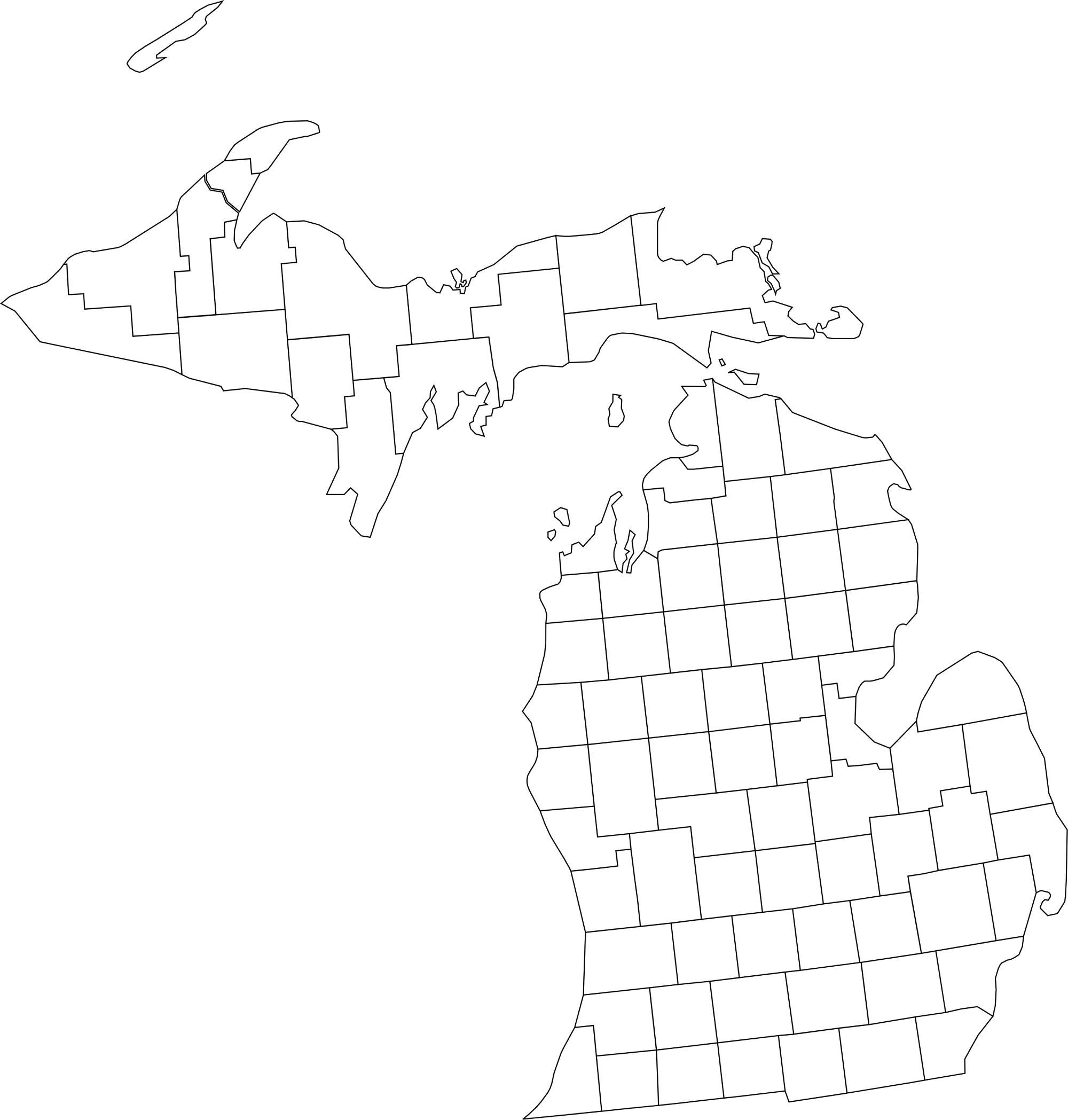 Michigan county map blank