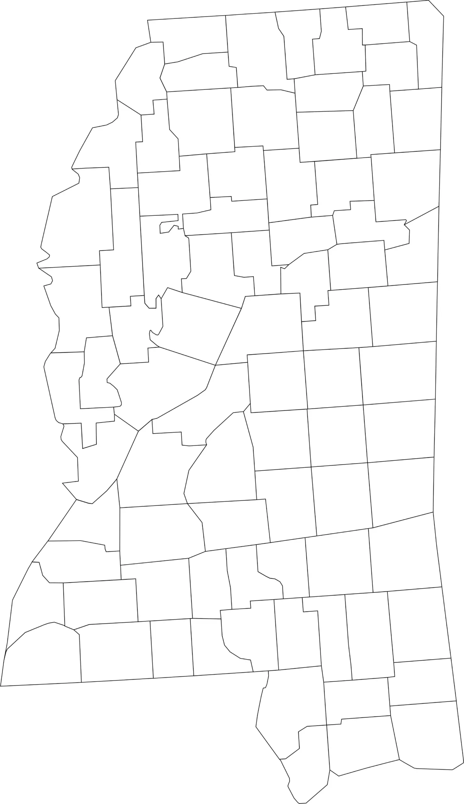 Mississippi county map blank