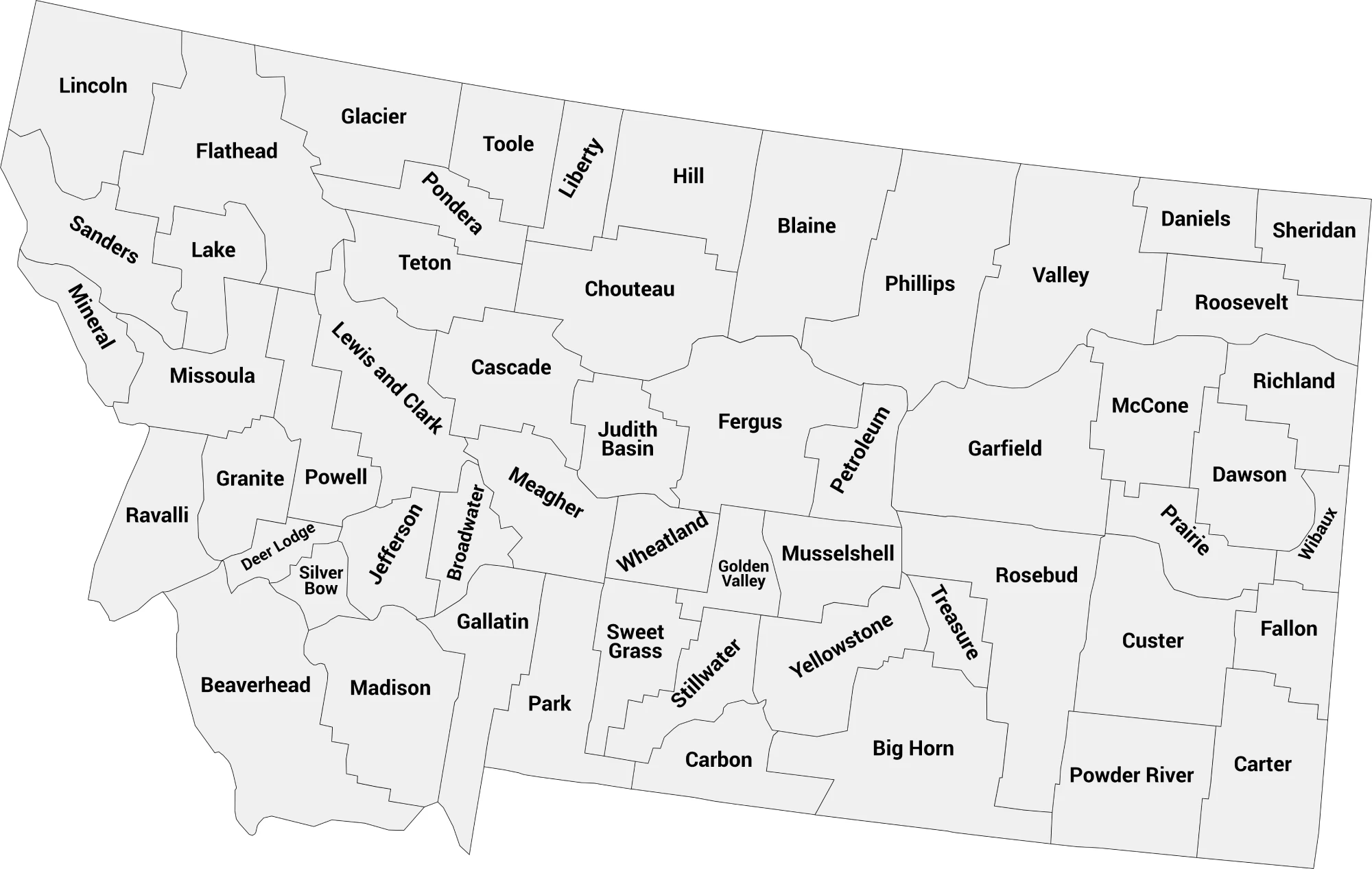 Montana county maps with names