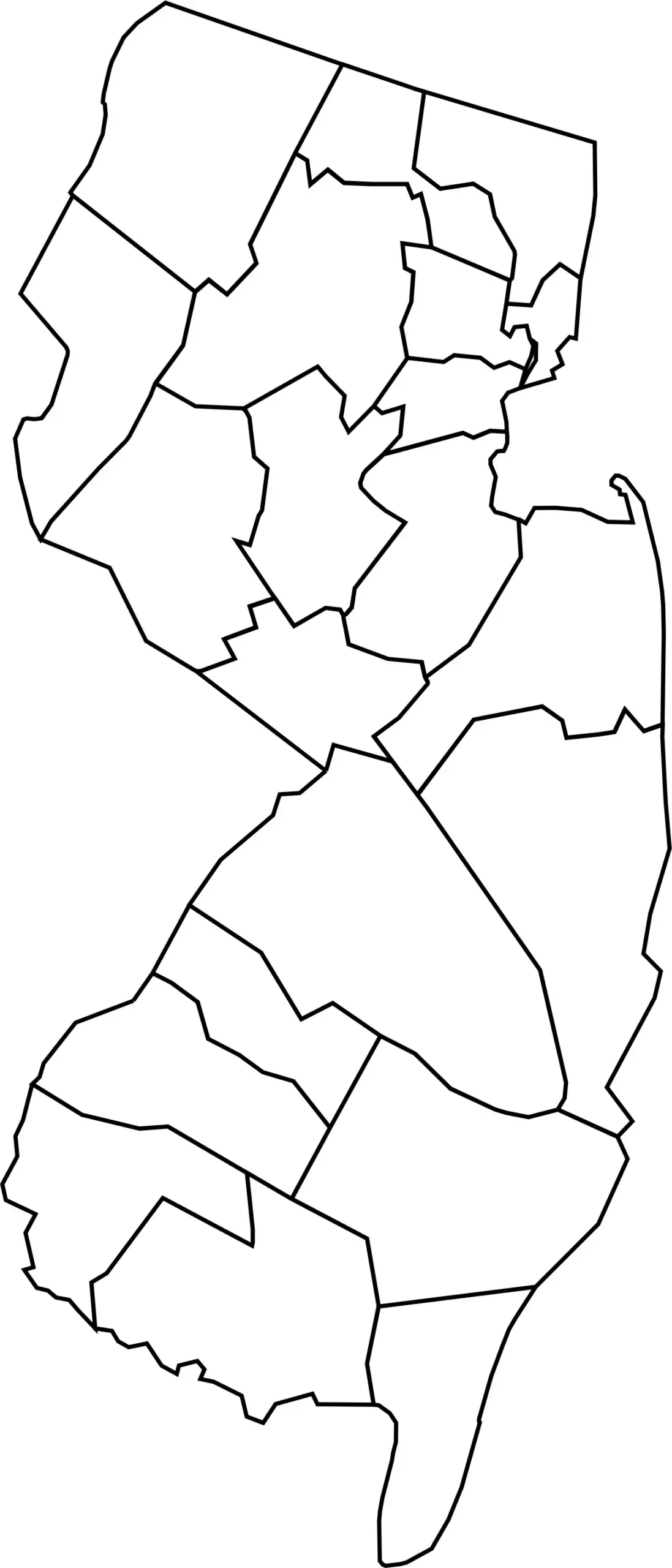 New jersey blank county map