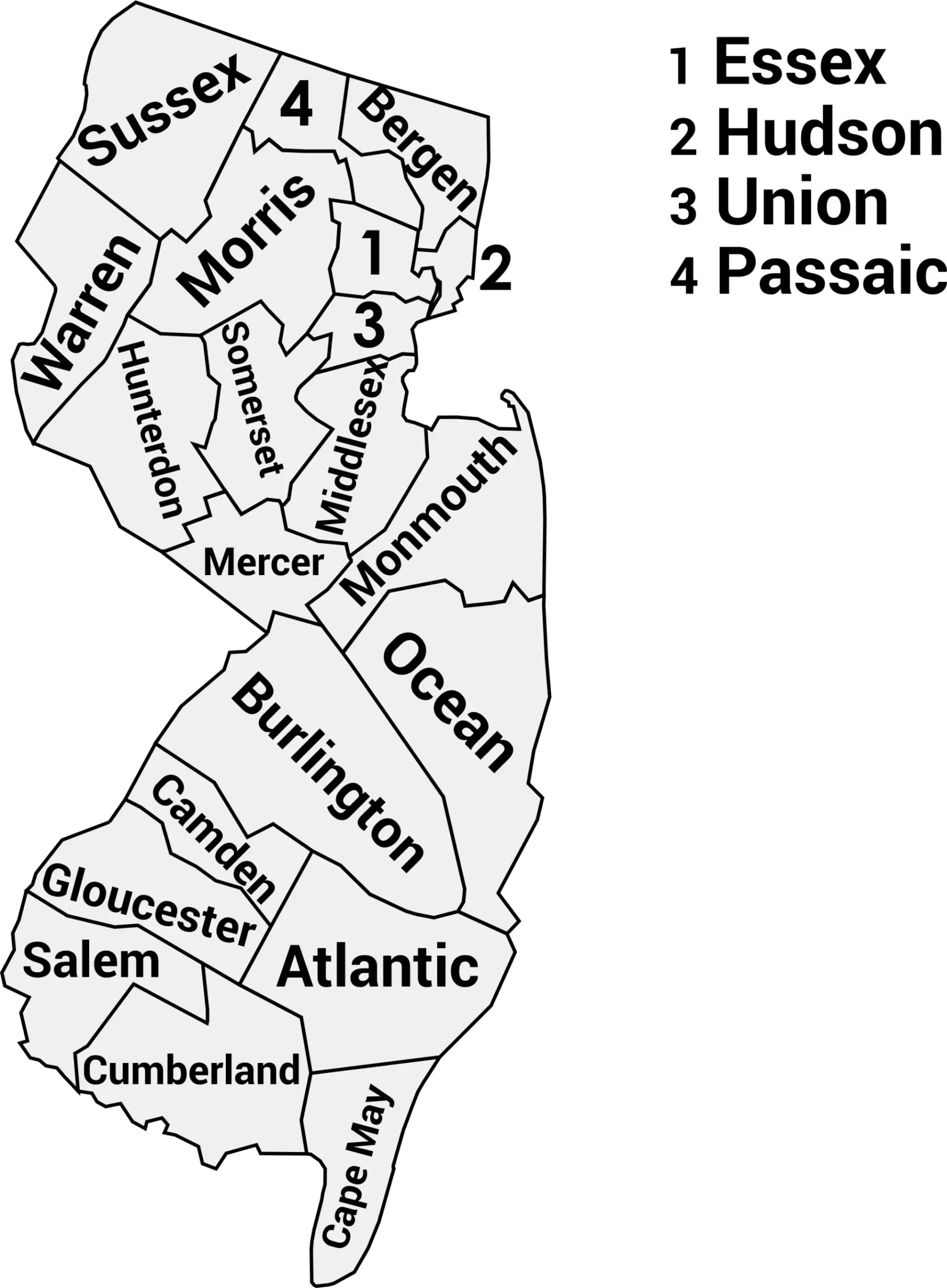 New jersey county map