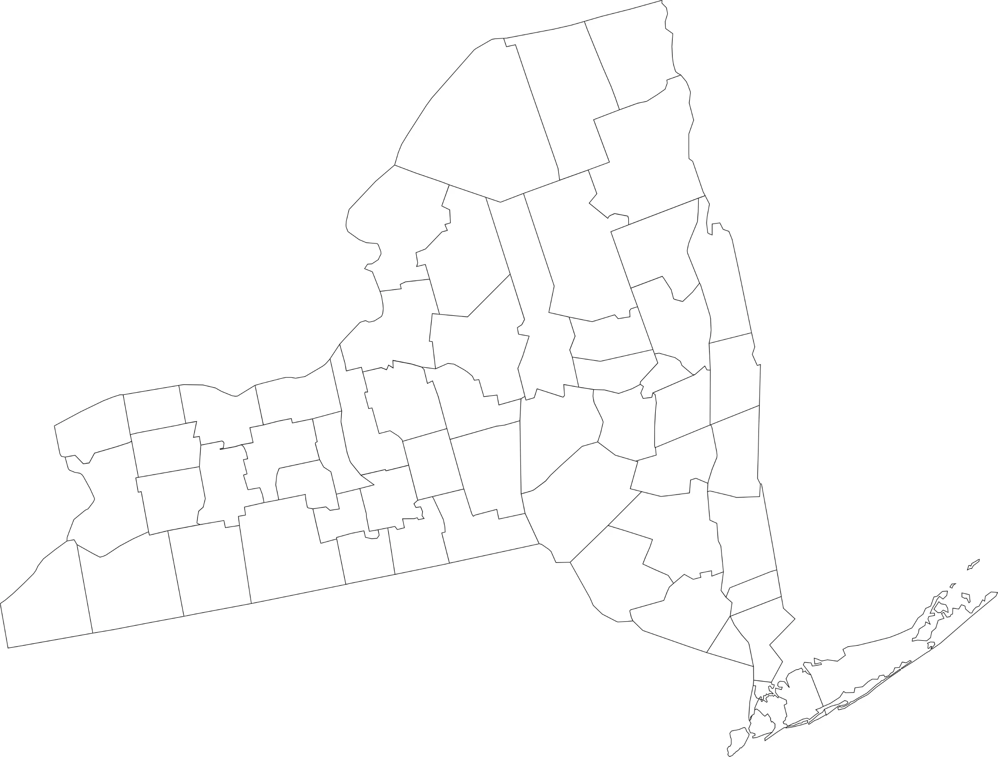 New york blank county map