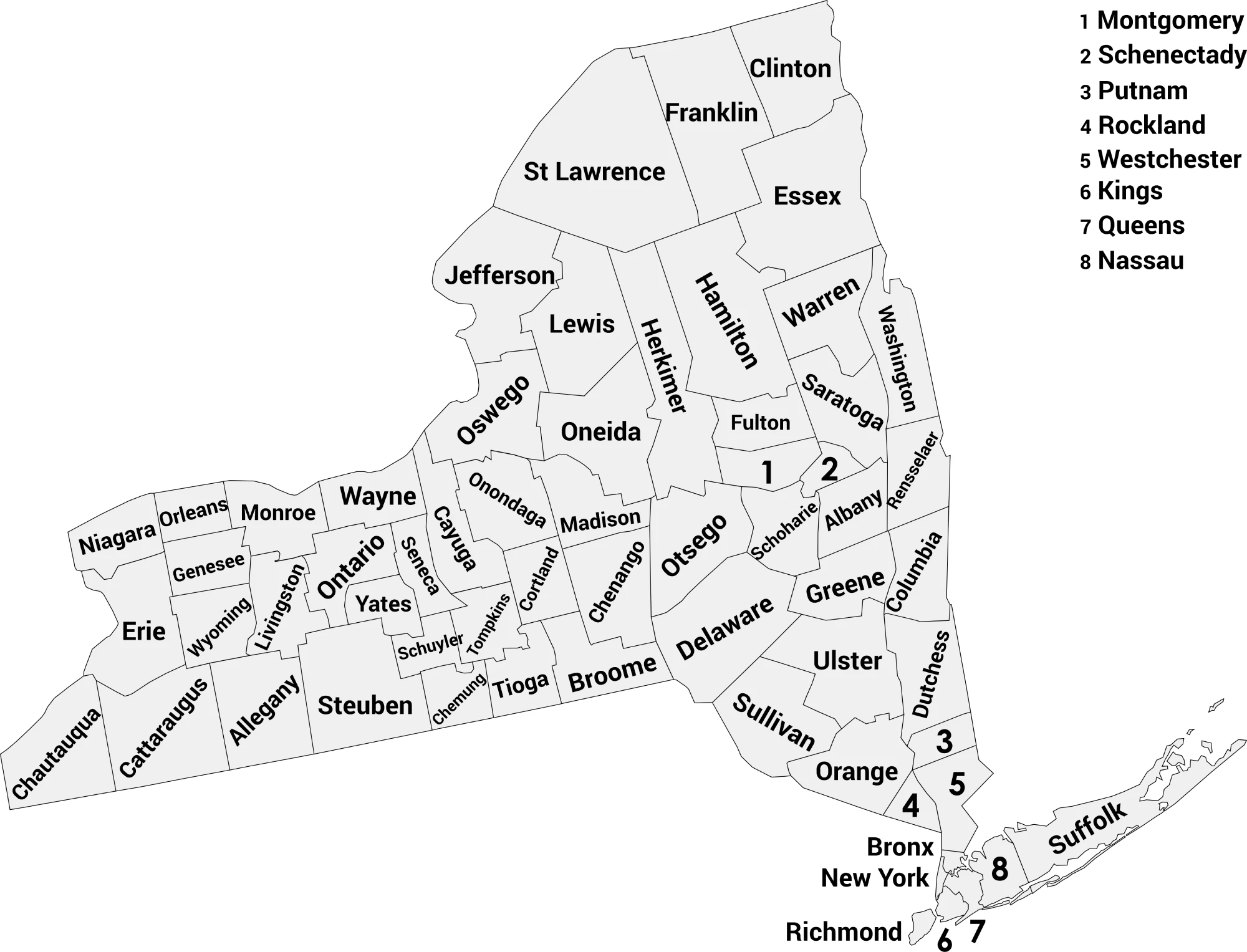 New york county map