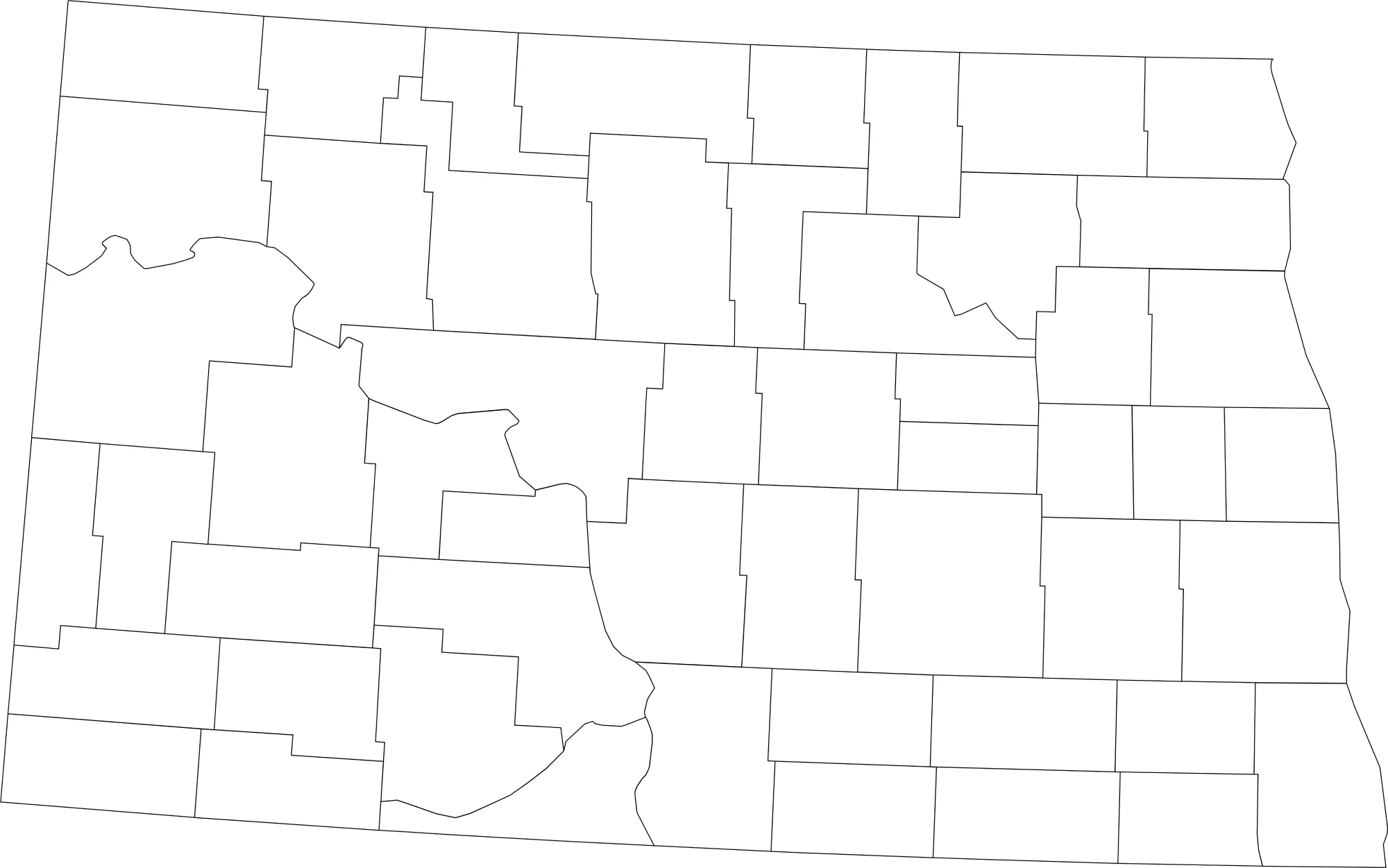 North dakota blank county map