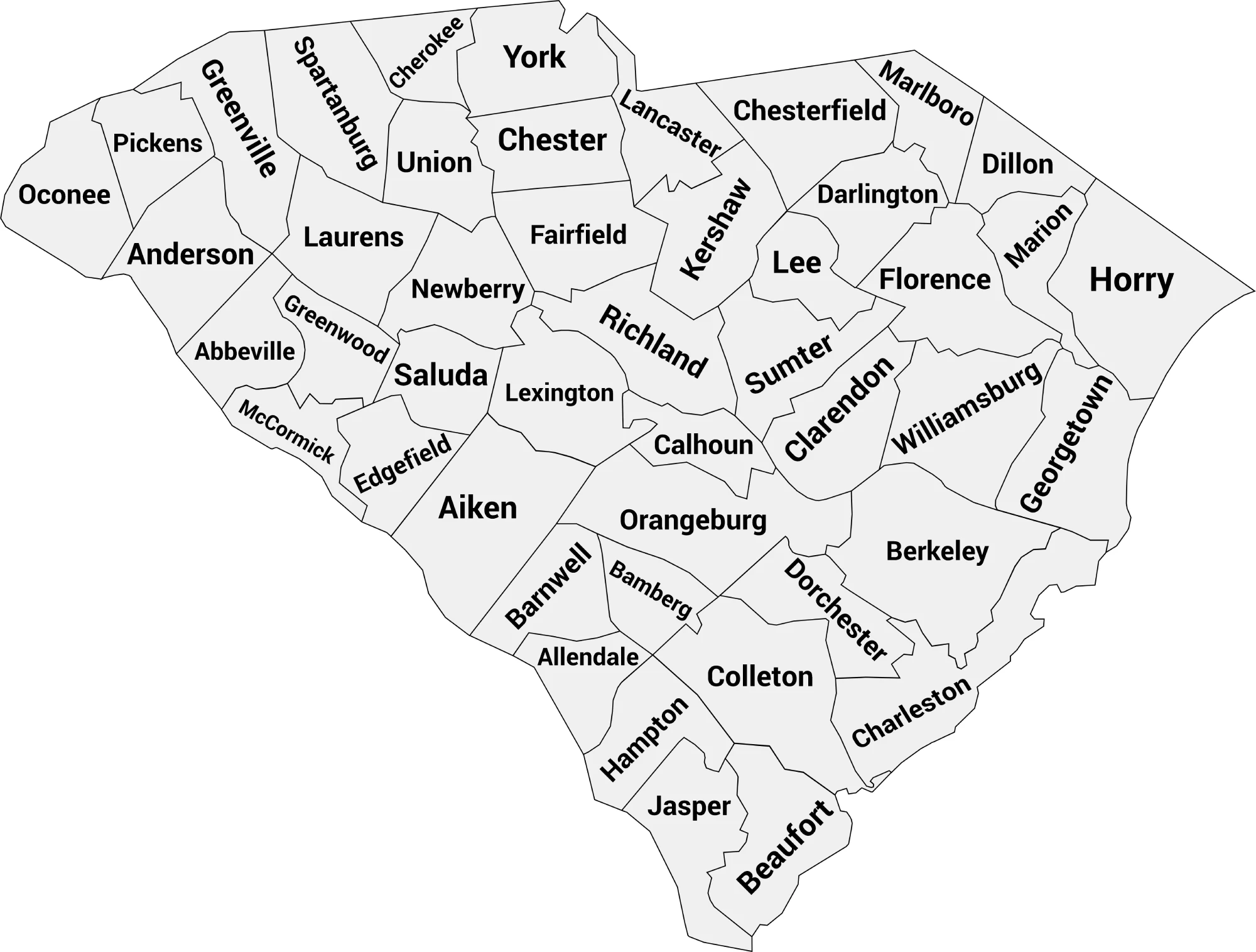 South carolina county map
