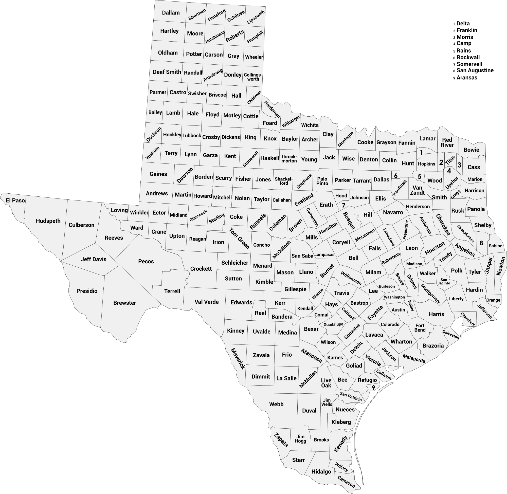 Texas county map