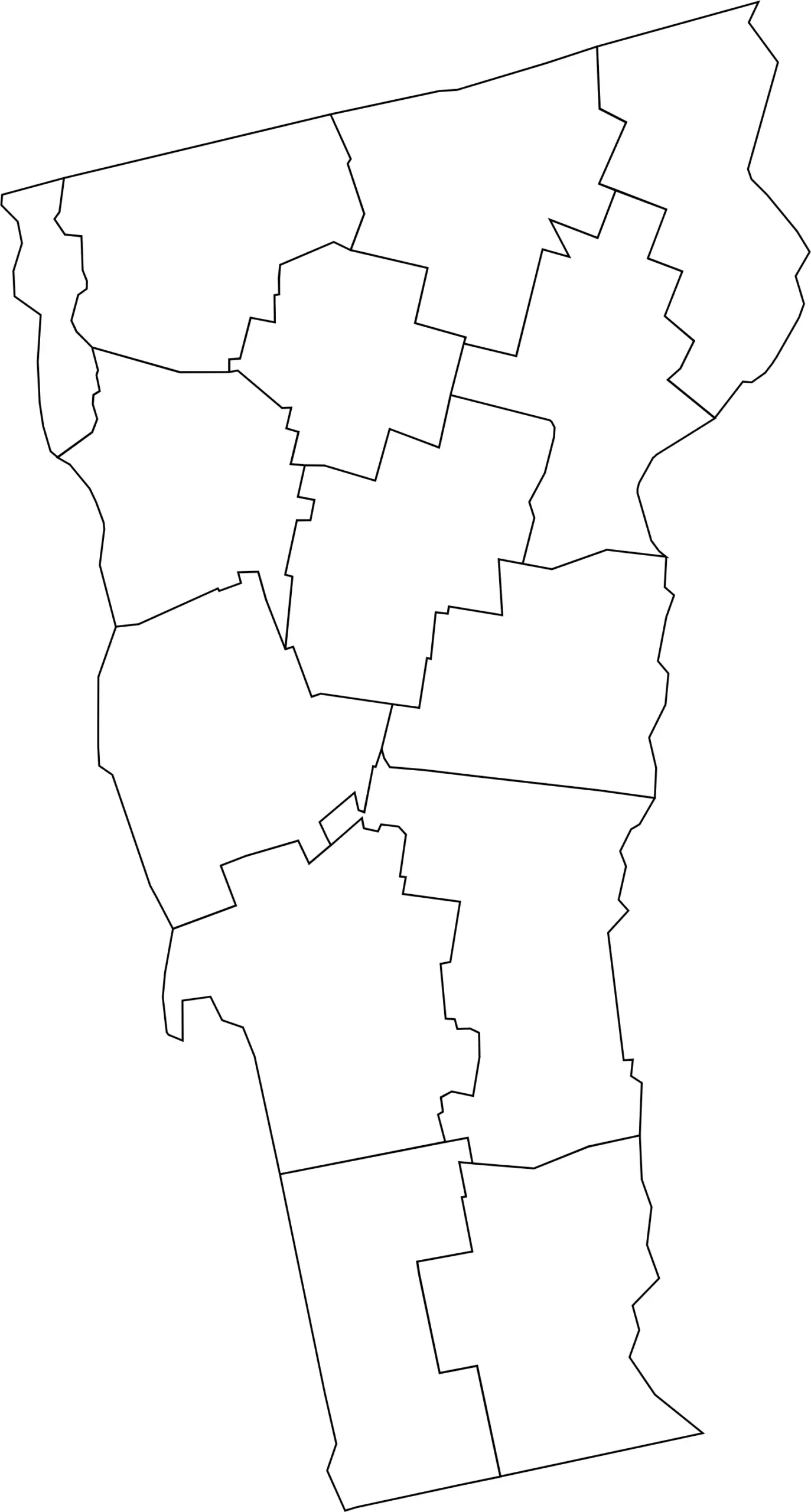 Vermont blank county map