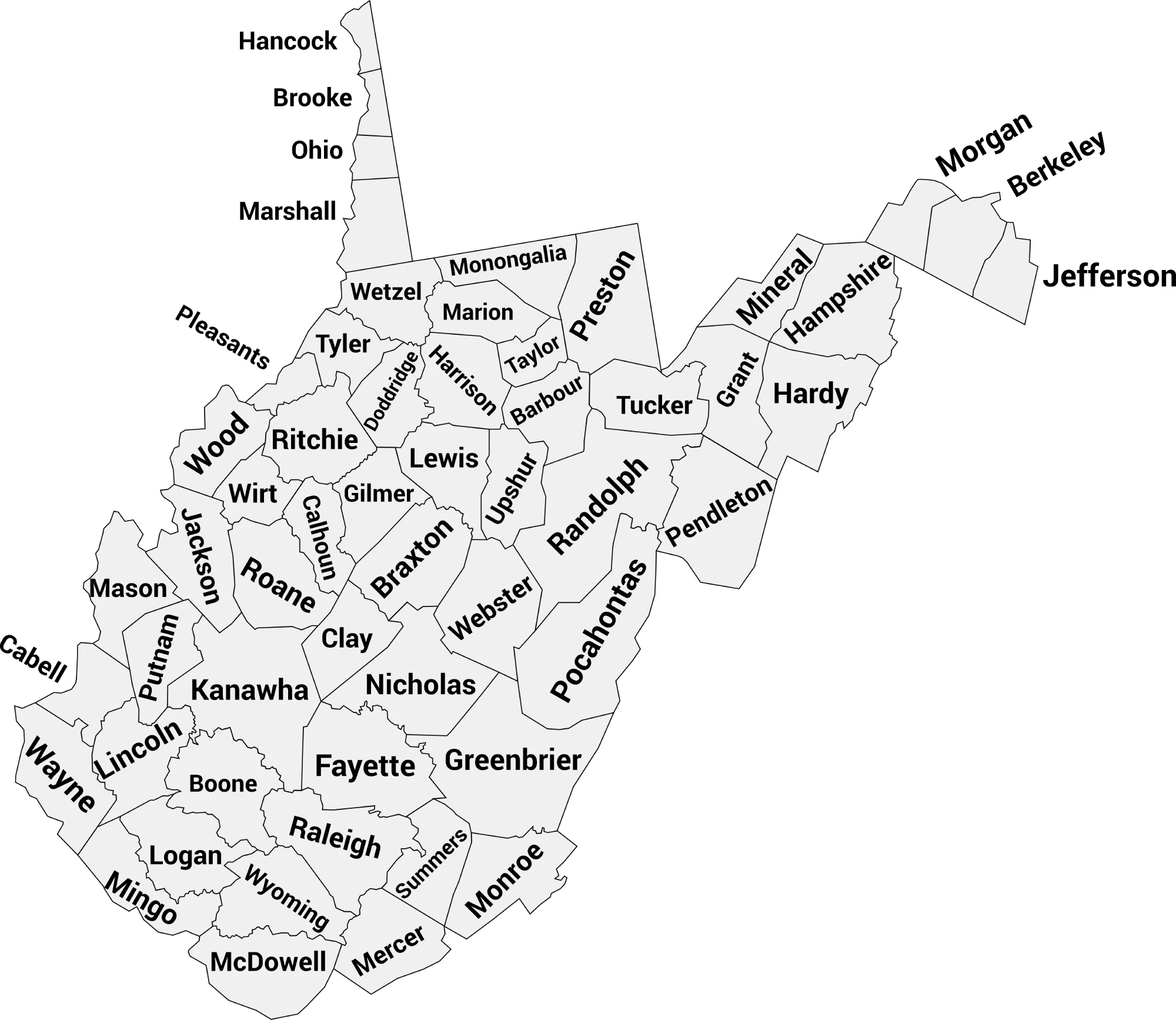 West virginia county map