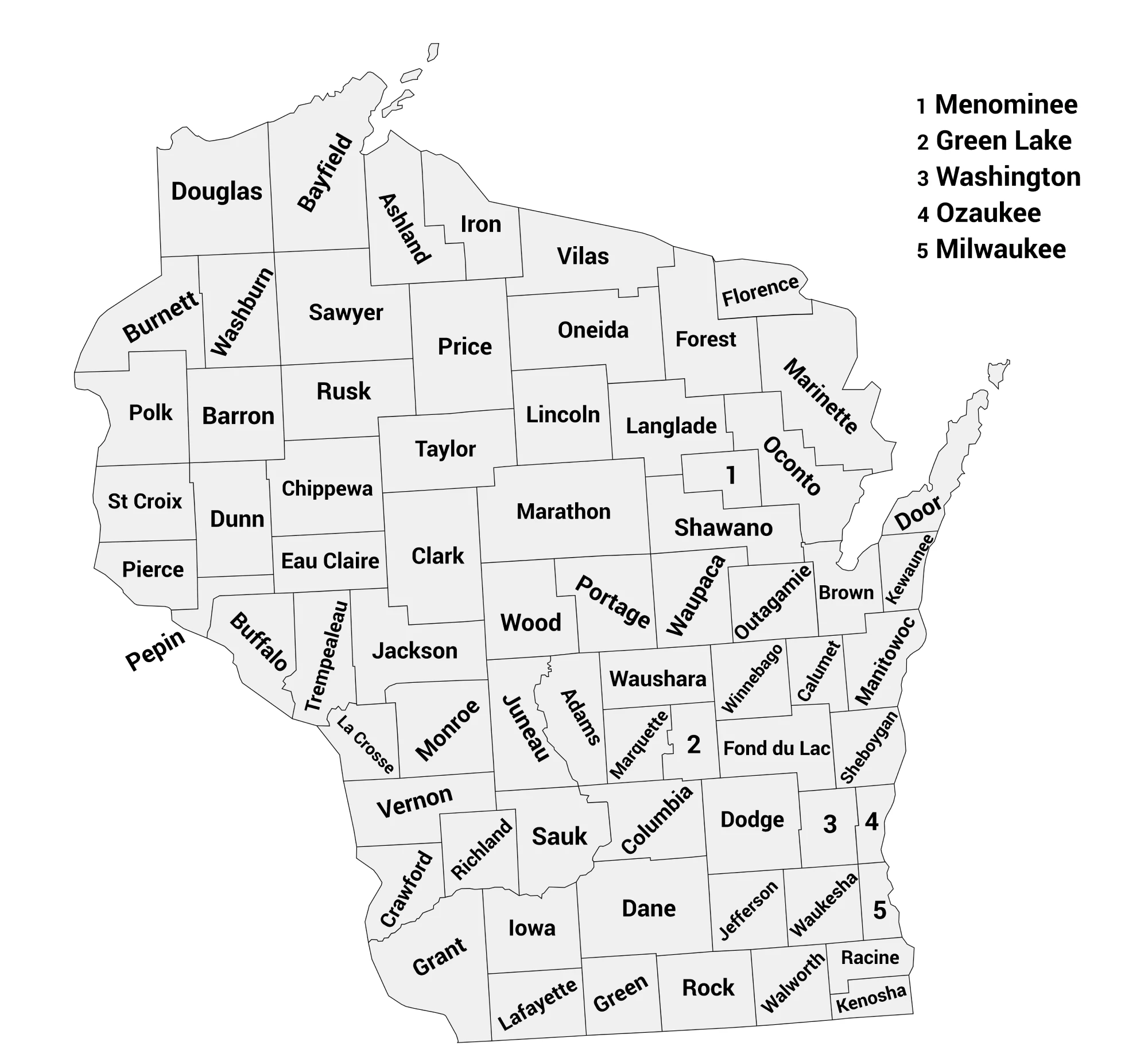 Wisconsin county map