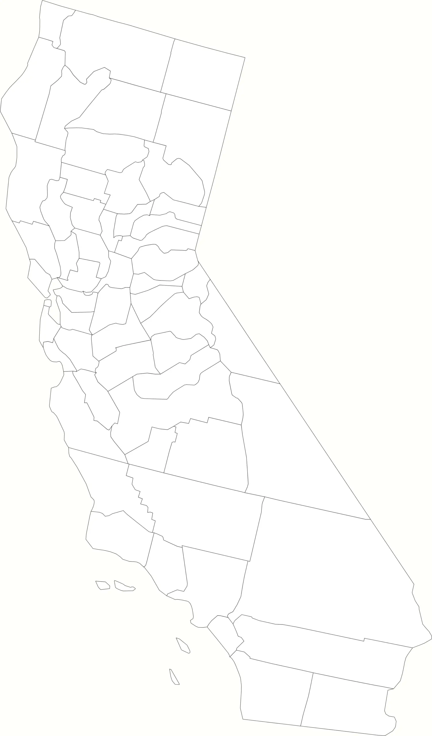 California county map blank without labels