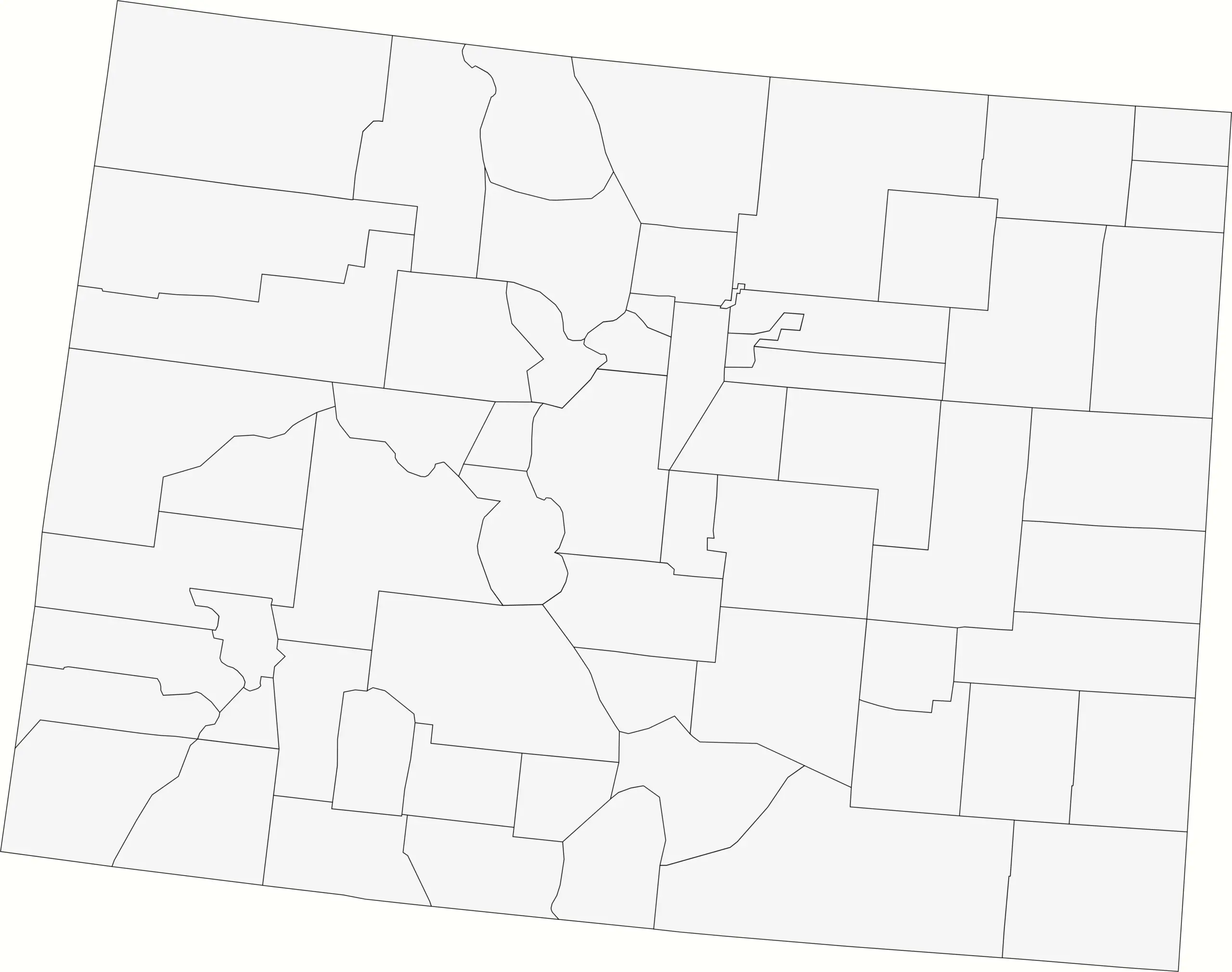 Colorado county map blank without labels