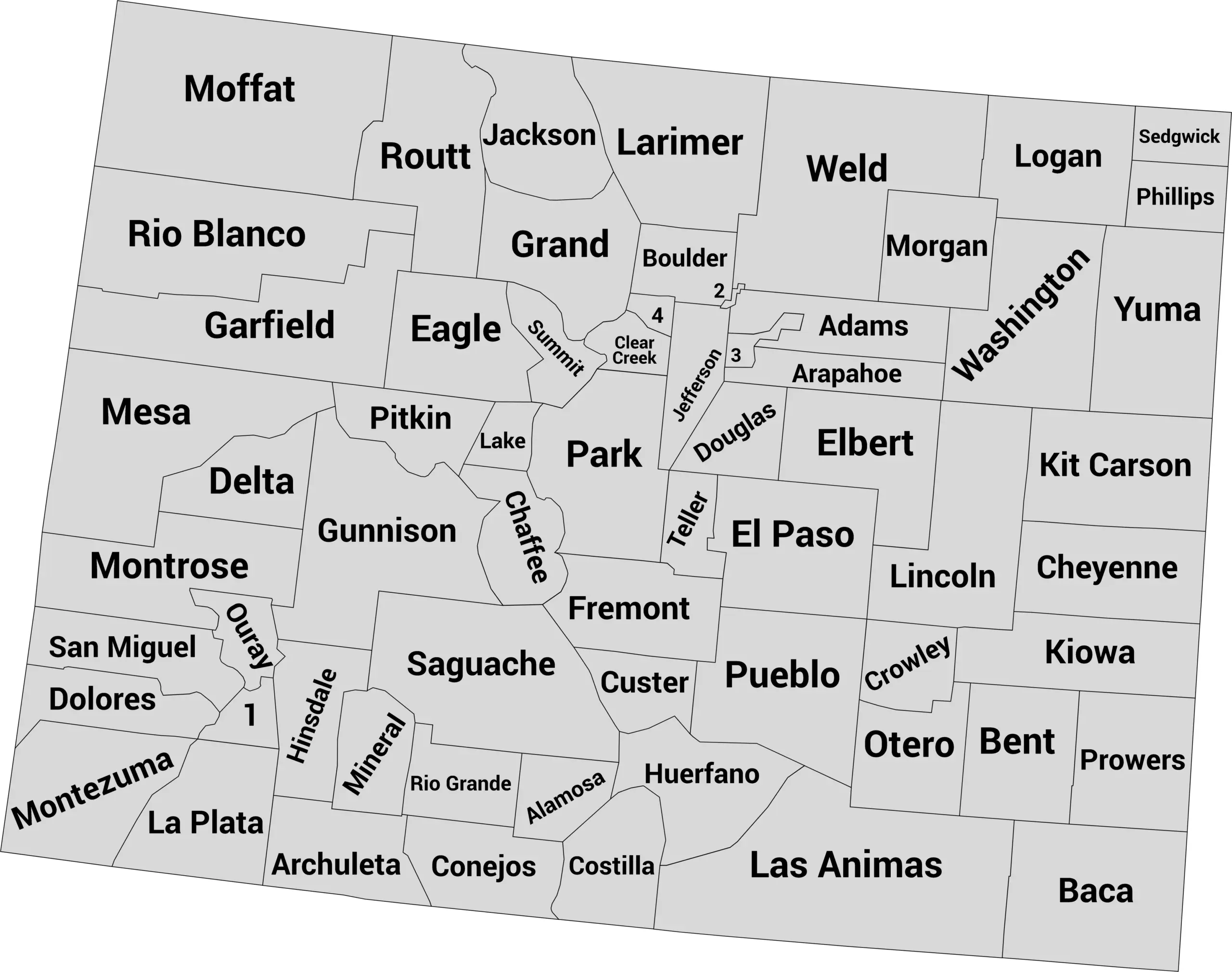 California county map with labels