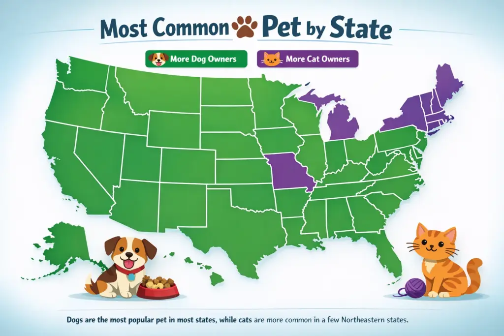 Dogs versus cats by each state