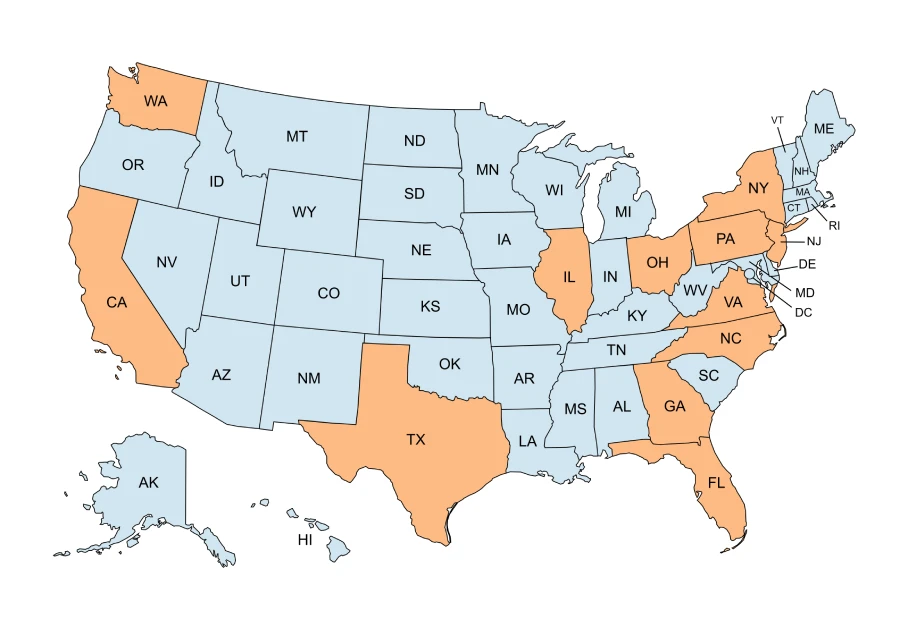 States with less population than los angeles county